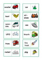 English Worksheet: Transportation - 28 dominoes - 3 pages - instructions included -  fully editable