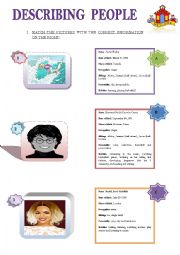 English Worksheet: DESCRIBING FAMOUS PEOPLE