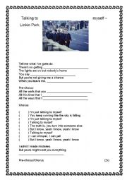 English Worksheet: Talking to Myself - Linkin Park