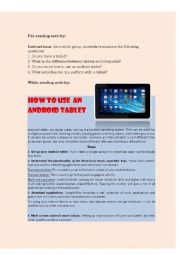 English Worksheet: How to use a tablet