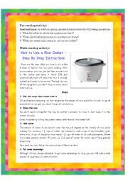 English Worksheet: Rice Cooker 