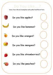 English Worksheet: Fruit Likes 