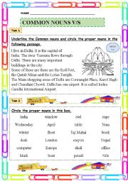 English Worksheet: Common Noun and Proper Noun