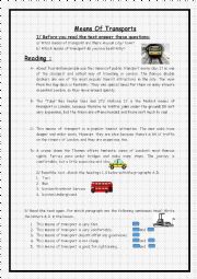 English Worksheet: Means Of Transport