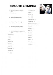 English Worksheet: SMOOTH CRIMINAL by Michael Jackson