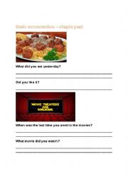 English Worksheet: Basic conversation - past simple