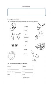 English Worksheet: body parts 