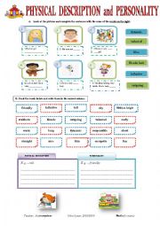 English Worksheet: Physical Description and Personality