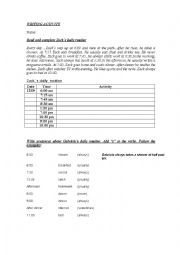 English Worksheet: Routines