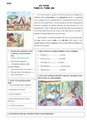 English Worksheet: My house- there is/ there are