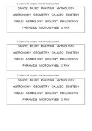 English Worksheet: Big Bang Theory Song