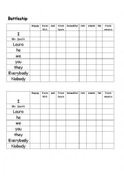 English Worksheet: Verb to be battle ship