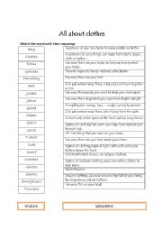 English Worksheet: All about clothes