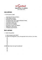 English Worksheet: The Simpsons- Treehouse of Horror