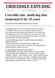 English Worksheet: Crocodile eats dog