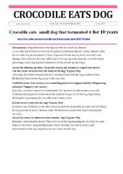 English Worksheet: Crocodile eats dog - key included