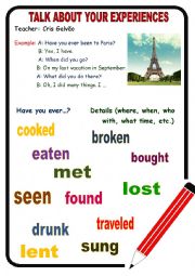 English Worksheet: PRESENT PERFECT SPEAKING ACTIVITY