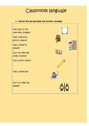 English Worksheet: CLASSROOM LANGUAGE