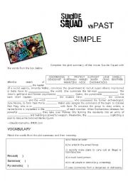 English Worksheet: PAST SIMPLE VS SUICIDE SQUAD