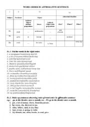 English Worksheet: WORD ORDER IN AFFIRMATIVE SENTENCE