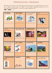 English Worksheet: Find someone who ... during the Summer holidays