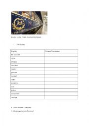 English Worksheet: Movie Worksheet- Murder on the Orient Express