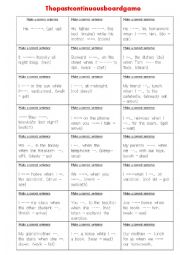 English Worksheet: Boardgame past continuous