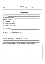 English Worksheet: Book report