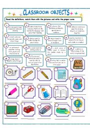 English Worksheet: Classroom objects 