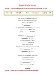 English Worksheet: Shine a Light by Banners: Imperative Mood worksheet