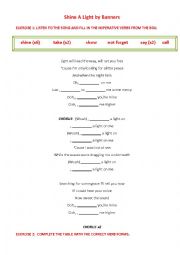 English Worksheet: Shine a Light by Banners: Imperative Mood worksheet