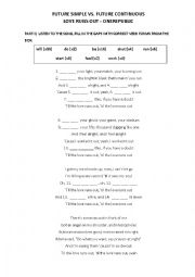 Future Simple vs. Future Continuous - Love Runs Out by OneRepublic worksheet