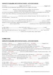 English Worksheet: WORLD WAR 1 AND PAST SIMPLE ACTIVE - PASSIVE