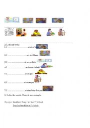 English Worksheet: daily activity