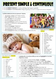 English Worksheet: PRESENT SIMPLE & CONTINUOUS