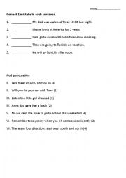 English Worksheet: correction and add punctuation