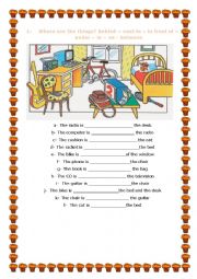 English Worksheet: prepositions of place