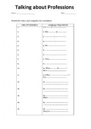 English Worksheet: Talking about Jobs