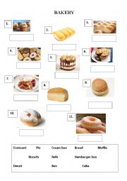 English Worksheet: Bakery Vocabulary Matching Exercise