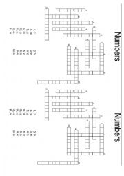 English Worksheet: A Numbers Crossword 