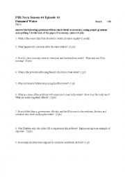 English Worksheet: Poisoned Water Quiz