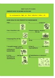 English Worksheet: Keep our city clean