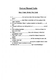 English Worksheet: phrasal verbs