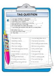 English Worksheet: TAG QUESTIONS