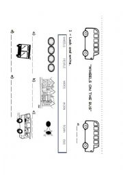 English Worksheet: Wheels on the bus go round