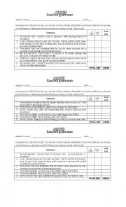 English Worksheet: CASSINO GRAMMAR 