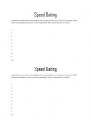 English Worksheet: Speed Dating