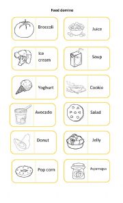 English Worksheet: food domino