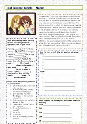 English Worksheet: Present simple test daily routine