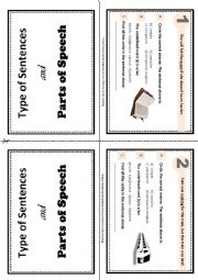 English Worksheet: Sentence Types and Parts of Speech - Task Cards